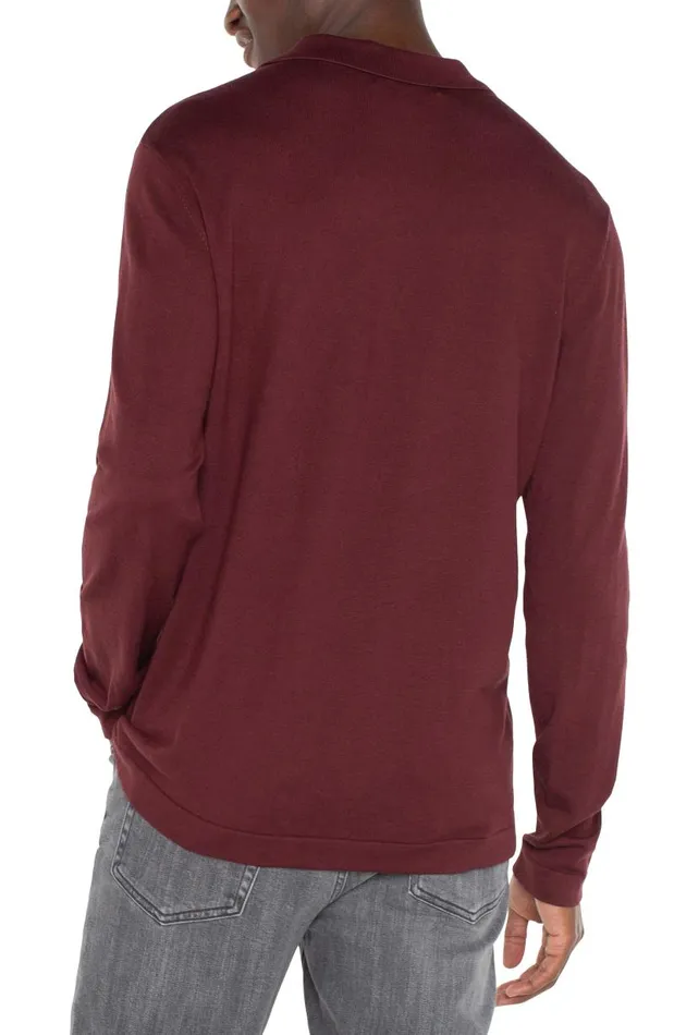 Liverpool Los Angeles Shirts LONG SLEEVE KNIT POLO Burgundy 8211 Mens