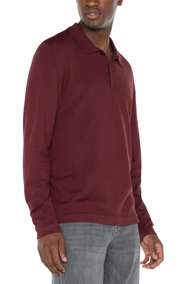 Liverpool Los Angeles Shirts LONG SLEEVE KNIT POLO Burgundy 8211 Mens