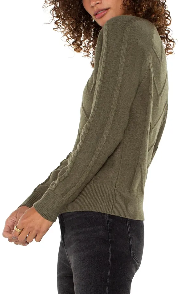 Liverpool Los Angeles Sweaters LONG SLEEVE CREW NECK RAGLAN SWEATER Spanish Olive 8211 Womens