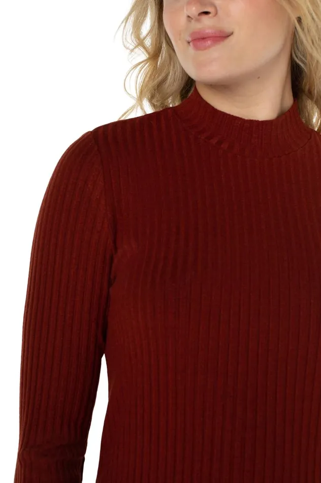 Liverpool Los Angeles Tees MOCK NECK LONG SLEEVE KNIT TOP Deep Cinnamon 8211 Womens