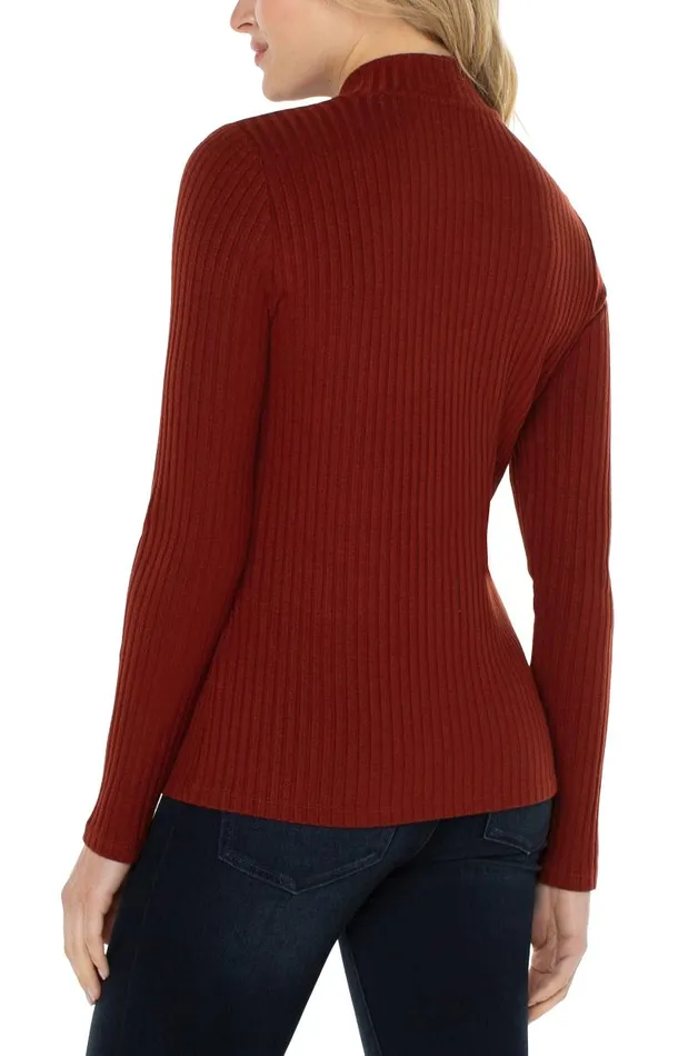 Liverpool Los Angeles Tees MOCK NECK LONG SLEEVE KNIT TOP Deep Cinnamon 8211 Womens