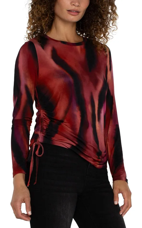 Liverpool Los Angeles Tops LONG SLEEVE CREW NECK KNIT TOP Fire Opal 8211 Womens
