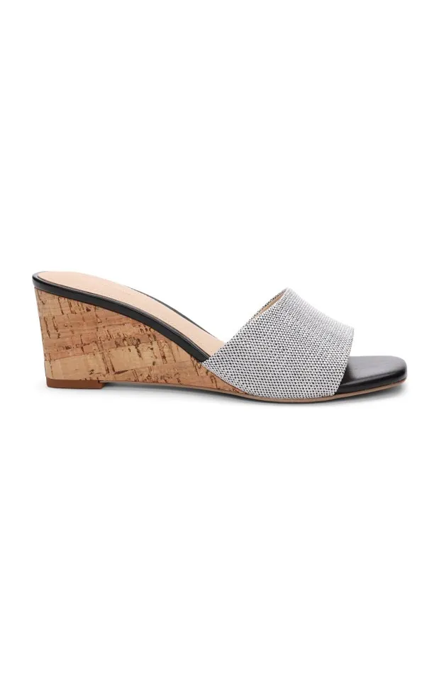 Liverpool Los Angeles Wedges and Espadrilles FLOWERS WEDGE MULE White Black 8211 Womens