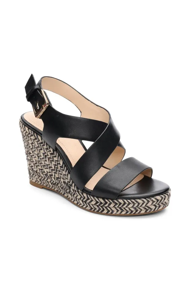 Liverpool Los Angeles Wedges and Espadrilles HILLS ANKLE STRAP PLATFORM WEDGE Black 8211 Womens