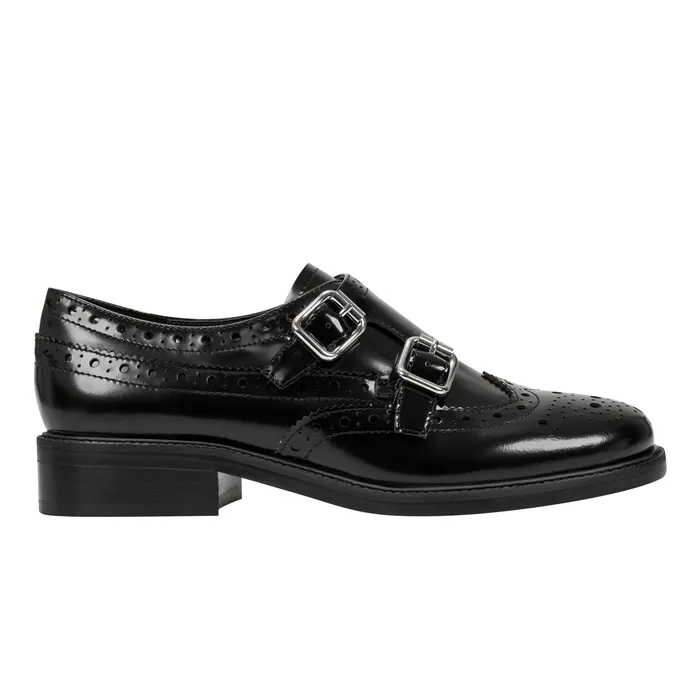 Loafers and Flats Women Marc Fisher Parker Monkstrap Oxford Black Leather