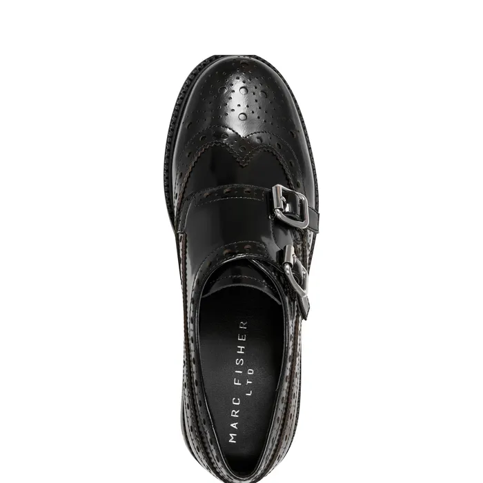 Loafers and Flats Women Marc Fisher Parker Monkstrap Oxford Black Leather