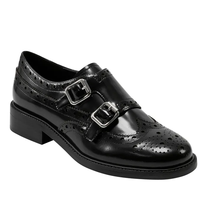 Loafers and Flats Women Marc Fisher Parker Monkstrap Oxford Black Leather