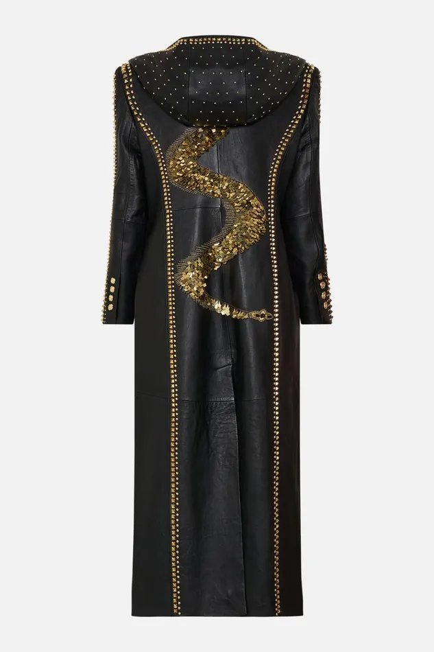 LONG LEATHER COAT WITH HOOD CALL ME CLEOPATRA Call Me Cleopatra Womens Camilla Jackets