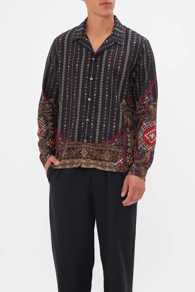 LONG SLEEVE CAMP COLLARED SHIRT THE WANDERING ONES The Wandering Ones Mens Camilla Shirts