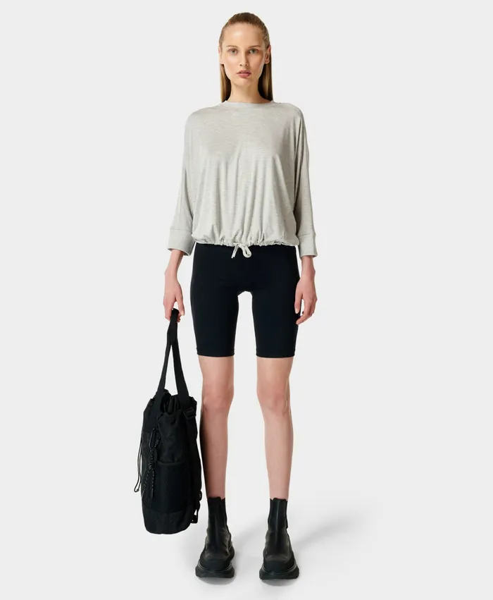 Long Sleeve Tops Women Tori Drawstring Top Grey Marl Sweaty Betty