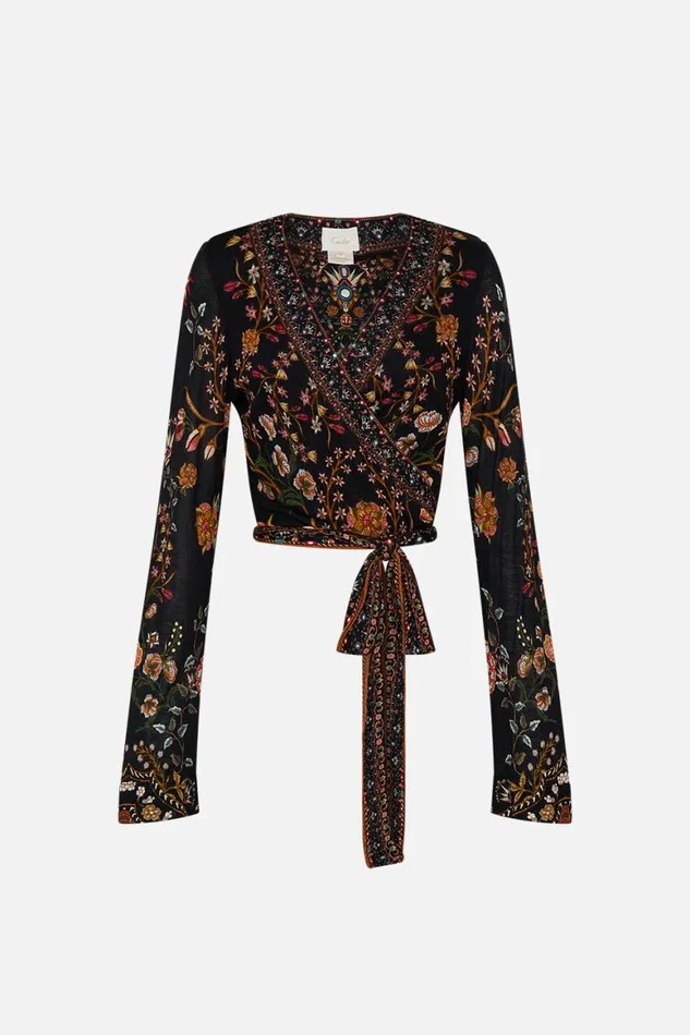 LONG SLEEVE WRAP TOP LOOM TO TOMB Loom To Tomb Womens Camilla Knitwear