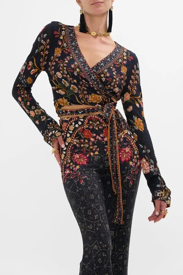 LONG SLEEVE WRAP TOP LOOM TO TOMB Loom To Tomb Womens Camilla Knitwear