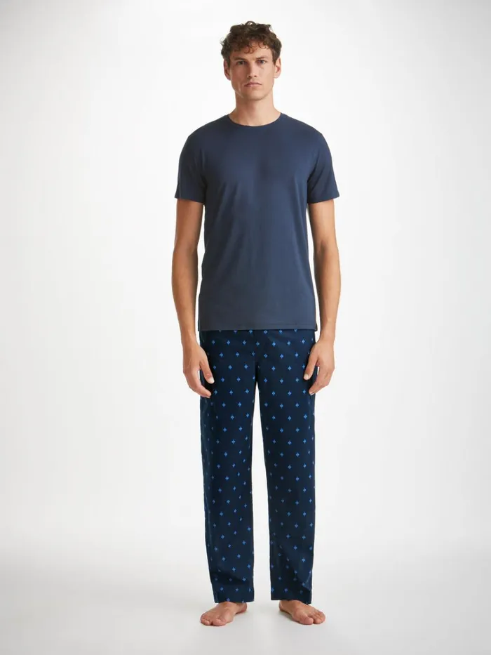 Lounge Pants Men Derek Rose Lounge Pants Nelson 98 Cotton Batiste Navy