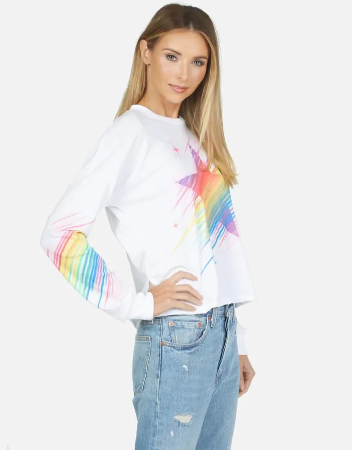 Luella Neon Sparkle Star White Women Lauren Moshi Long Sleeve