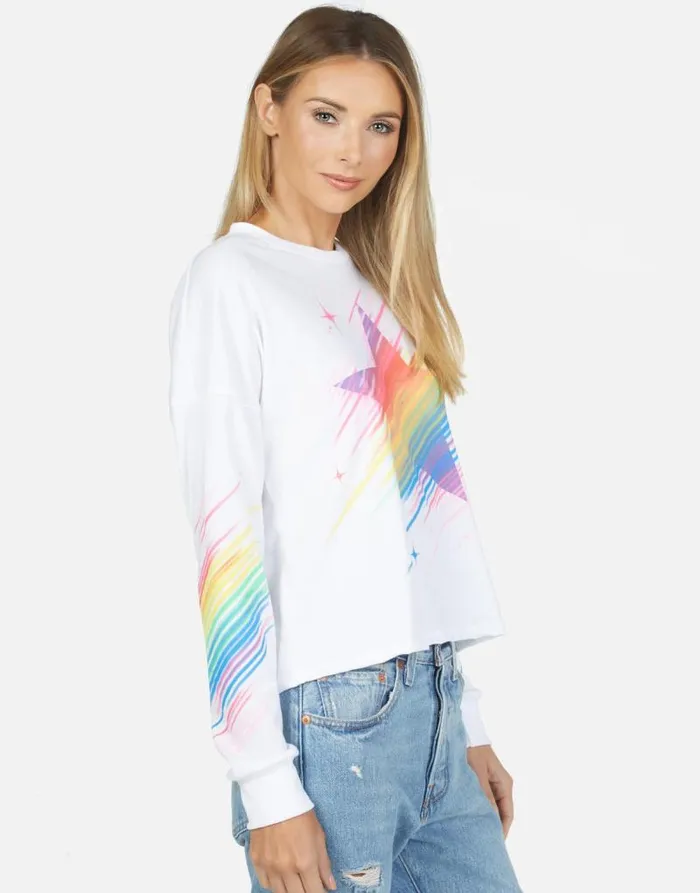 Luella Neon Sparkle Star White Women Lauren Moshi Long Sleeve