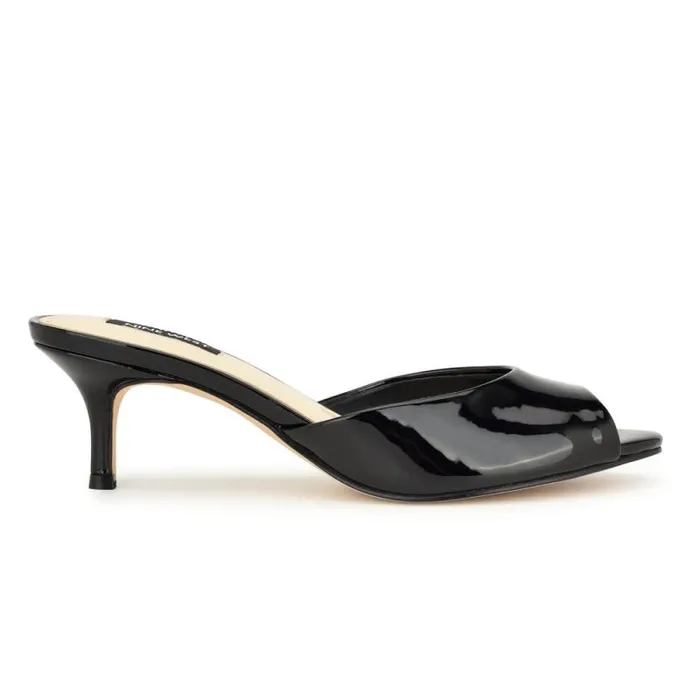 Luvlie Heeled Slide Sandals Black Patent Women Nine West Heels