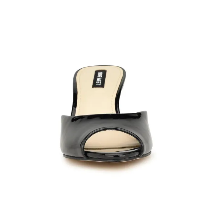 Luvlie Heeled Slide Sandals Black Patent Women Nine West Heels Luvlie Heeled Slide Sandals Black Patent Women Nine West Heels