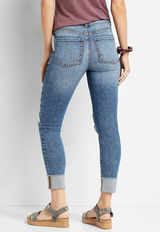 M Jeans By Maurices Everflex Skinny Ankle High Rise Backed Ripped Jean Women Maurices Jeans
