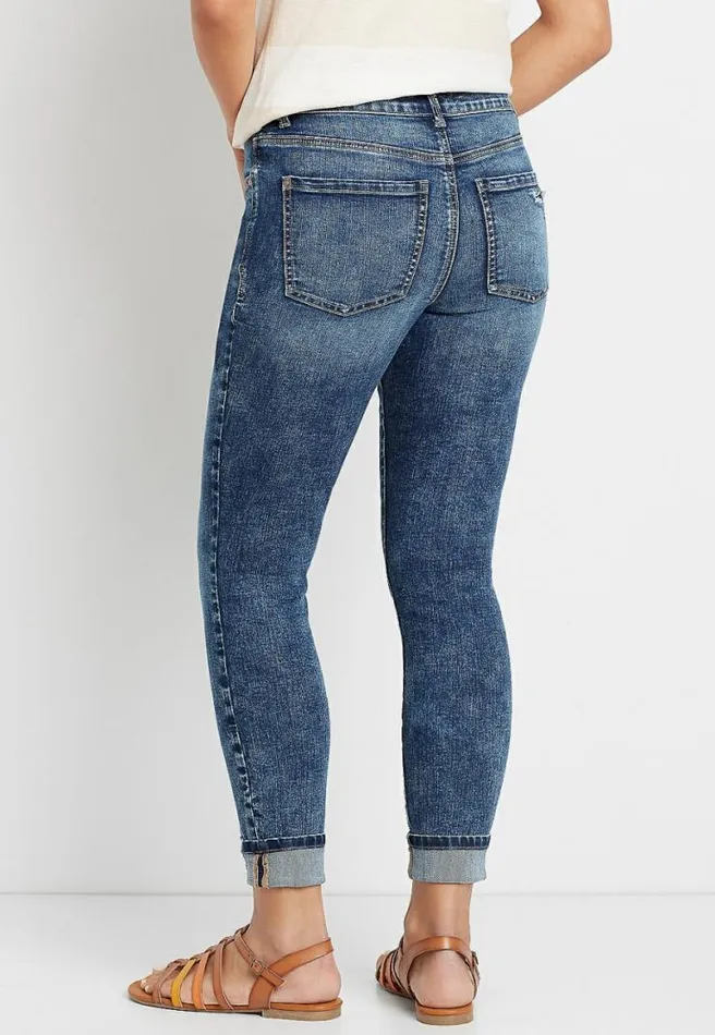 M Jeans By Maurices Everflex Skinny Ankle High Rise Ripped Hem Jean Women Maurices Bottoms