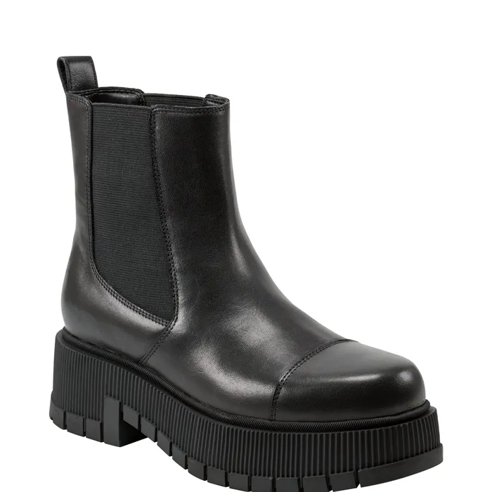 Marc Fisher Booties Women Bermida Lug Sole Bootie Black Leather