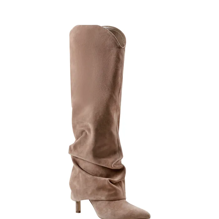 Marc Fisher Dress Boots Women Nairine Foldover Dress Boot Natural Suede