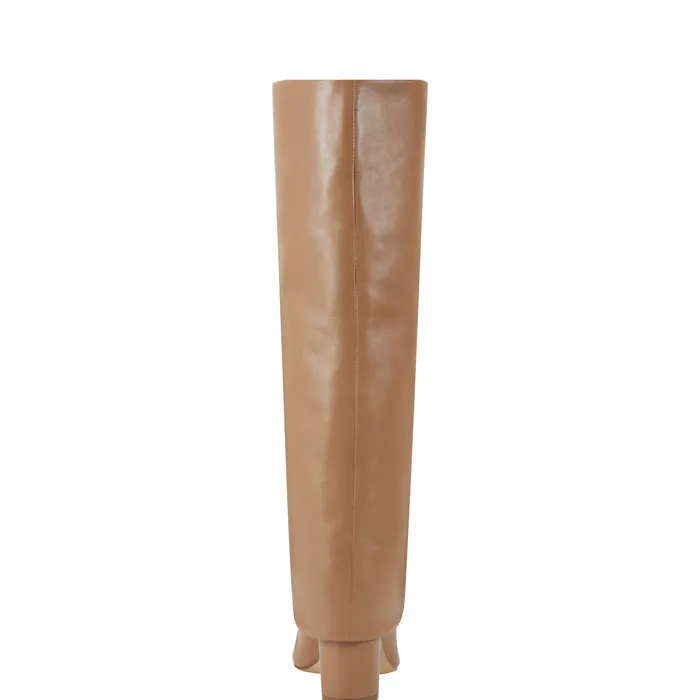 Marc Fisher Leina Block Heel Pointy Toe Dress Boot Tan Women Boots and Booties