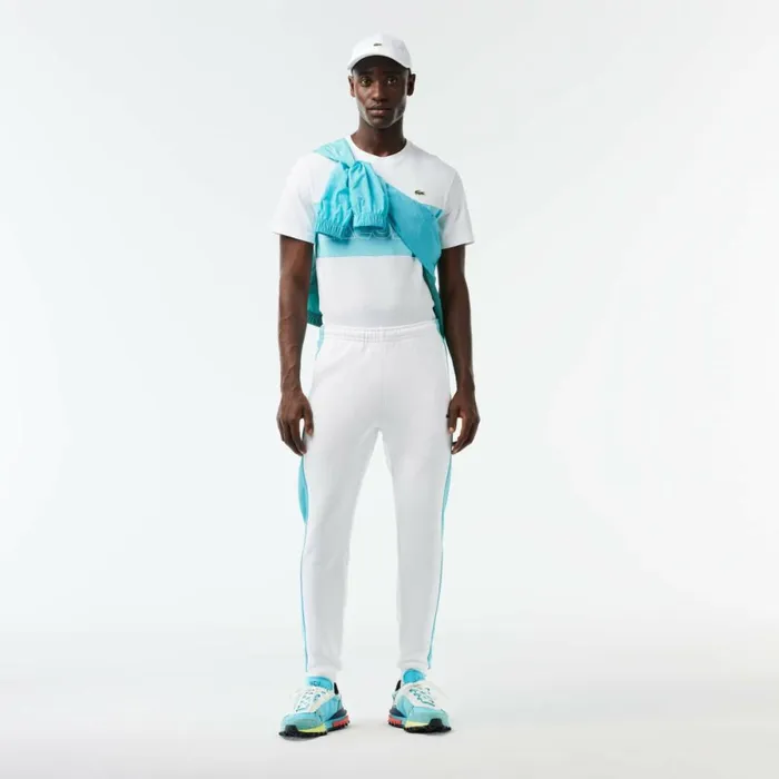 Matching Sets Men Lacoste Men039s Colorblock Sweatpants White Blue Ri6
