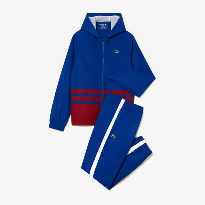 Matching Sets Men Lacoste Men039s Tennis Colorblock Sweatsuit Navy Blue Bordeaux White Isg