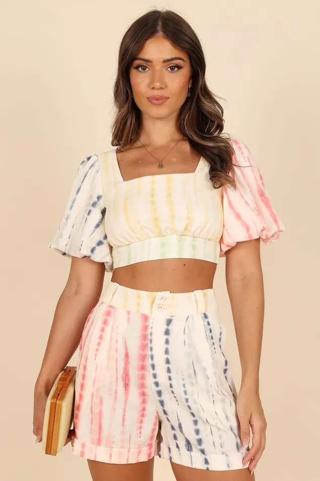 Matching Sets Women petalandpup Bradley Puff Sleeve Cropped Top 8211 Multi Multi