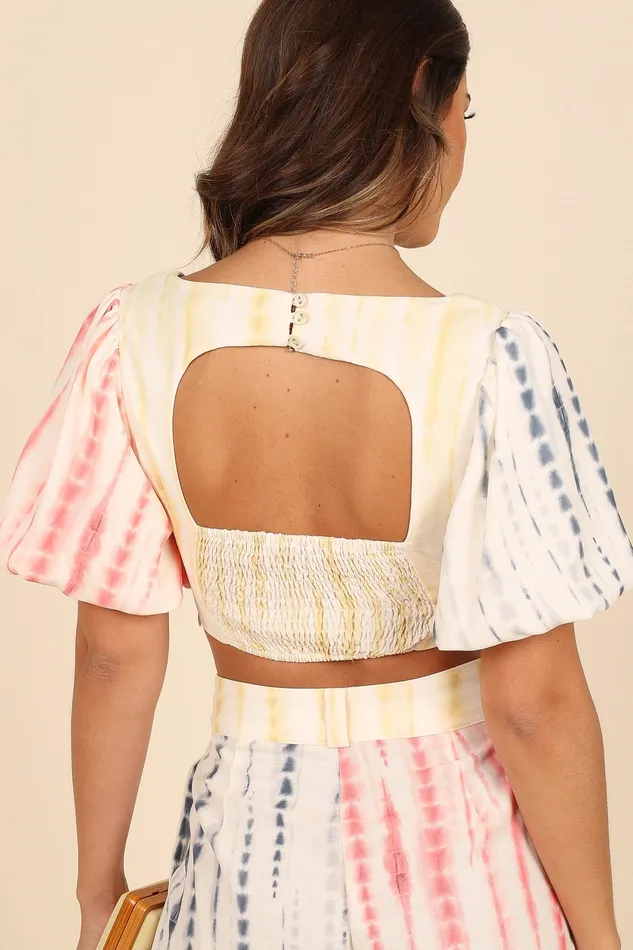 Matching Sets Women petalandpup Bradley Puff Sleeve Cropped Top 8211 Multi Multi