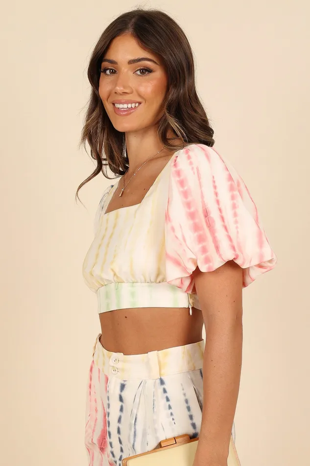 Matching Sets Women petalandpup Bradley Puff Sleeve Cropped Top 8211 Multi Multi