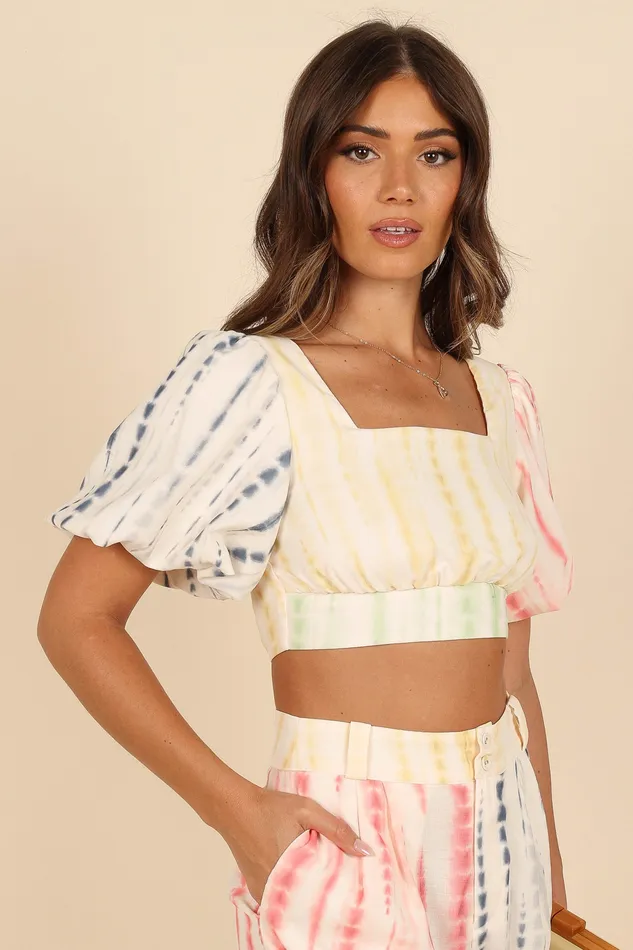 Matching Sets Women petalandpup Bradley Puff Sleeve Cropped Top 8211 Multi Multi
