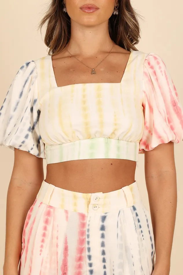 Matching Sets Women petalandpup Bradley Puff Sleeve Cropped Top 8211 Multi Multi