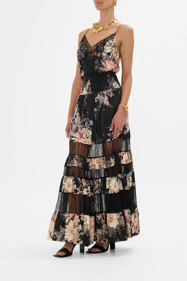 MAXI SKIRT WITH LACE INSERTS DYNASTY DAZE Dynasty Daze Womens Camilla Skirts