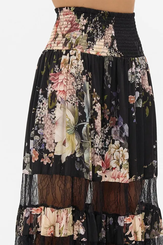 MAXI SKIRT WITH LACE INSERTS DYNASTY DAZE Dynasty Daze Womens Camilla Skirts
