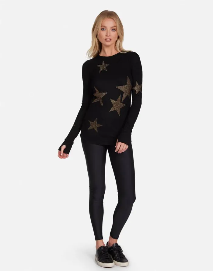 McKinley Gold Crystal Multi Stars Black Women Lauren Moshi Long Sleeve