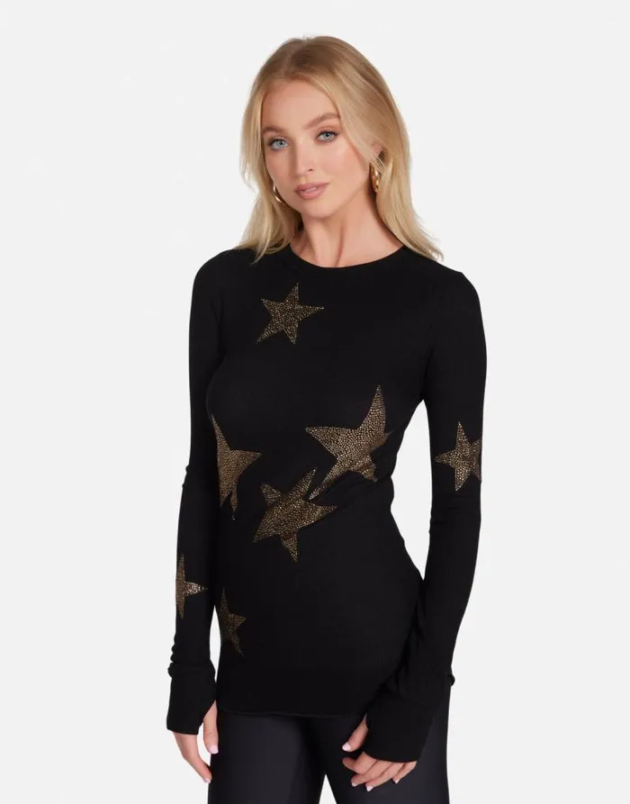 McKinley Gold Crystal Multi Stars Black Women Lauren Moshi Long Sleeve