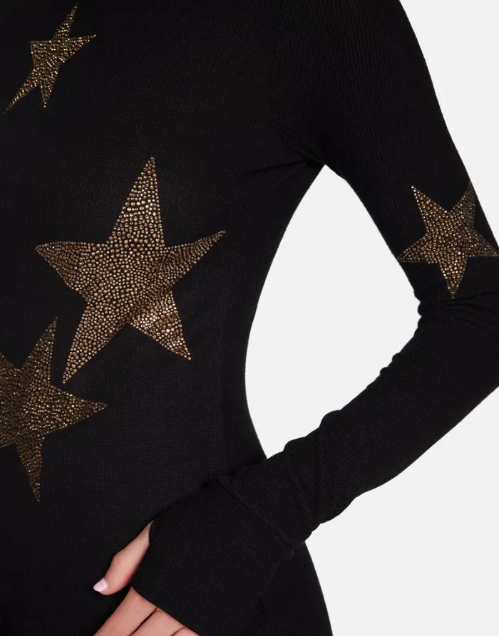 McKinley Gold Crystal Multi Stars Black Women Lauren Moshi Long Sleeve