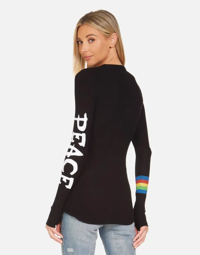 McKinley Rainbow Peace Skull Black Women Lauren Moshi Long Sleeve