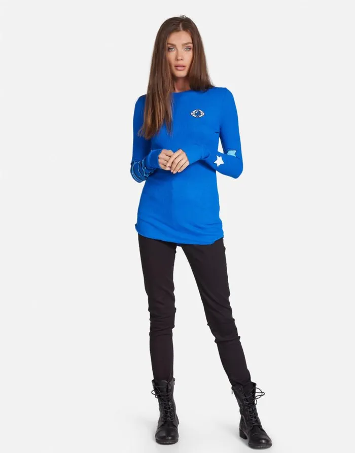 McKinley Sapphire Eye Vibrant Blue Women Lauren Moshi Long Sleeve