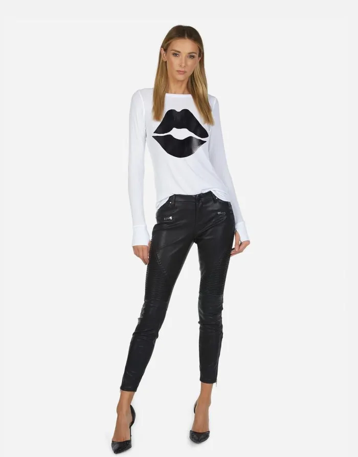 McKinley X Black Foil Lip White Women Lauren Moshi Long Sleeve