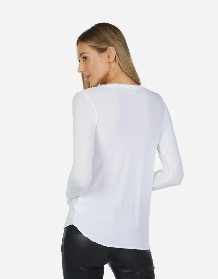 McKinley X Black Foil Lip White Women Lauren Moshi Long Sleeve