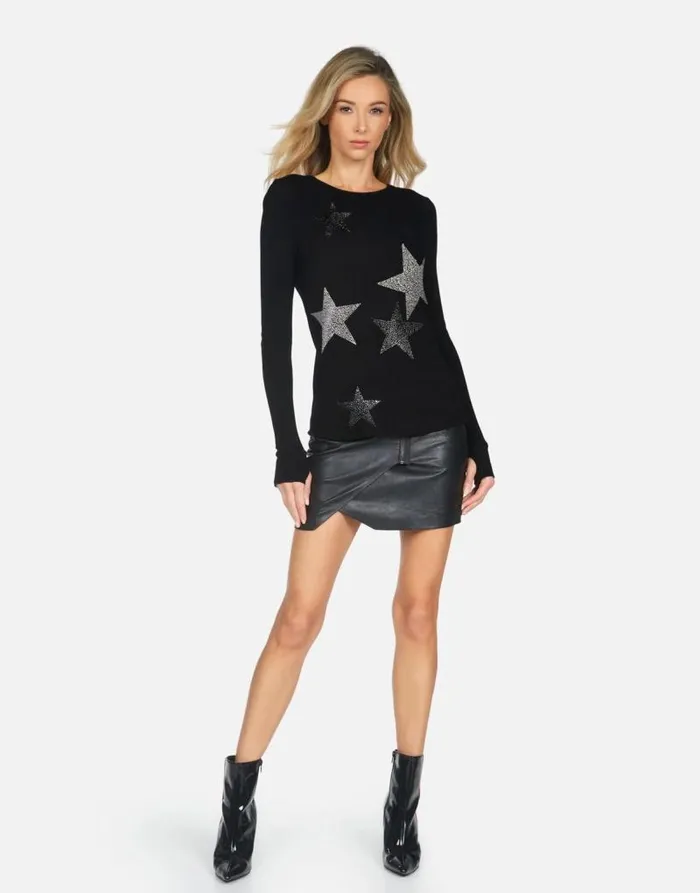 McKinley X Crystal Multi Stars Black Women Lauren Moshi Long Sleeve