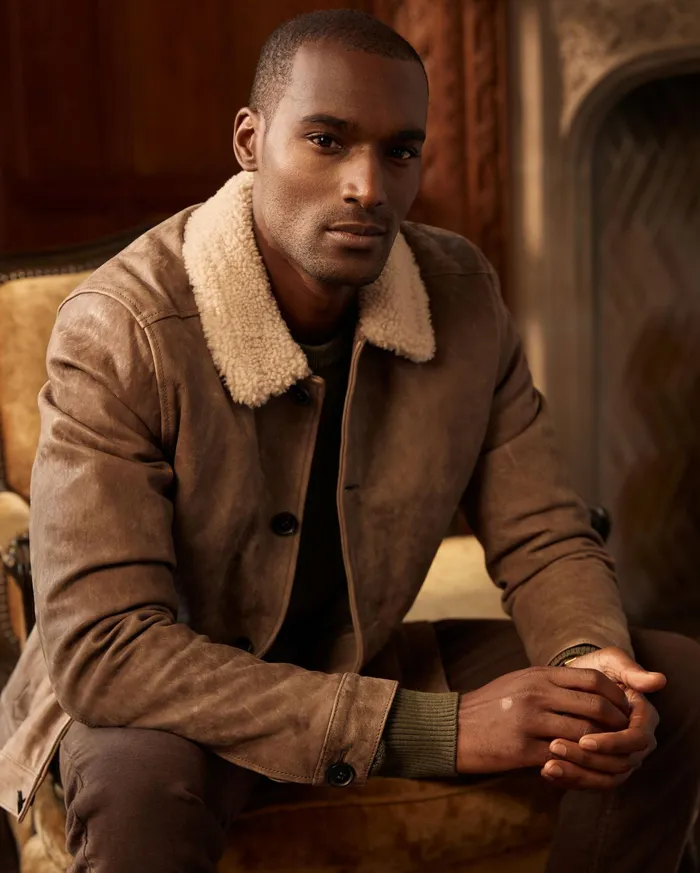 Men Bishop Leather Jacket Taupe Billy Reid Jackets and Outerwear