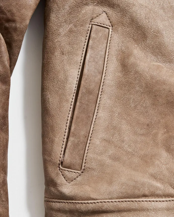 Men Bishop Leather Jacket Taupe Billy Reid Jackets and Outerwear