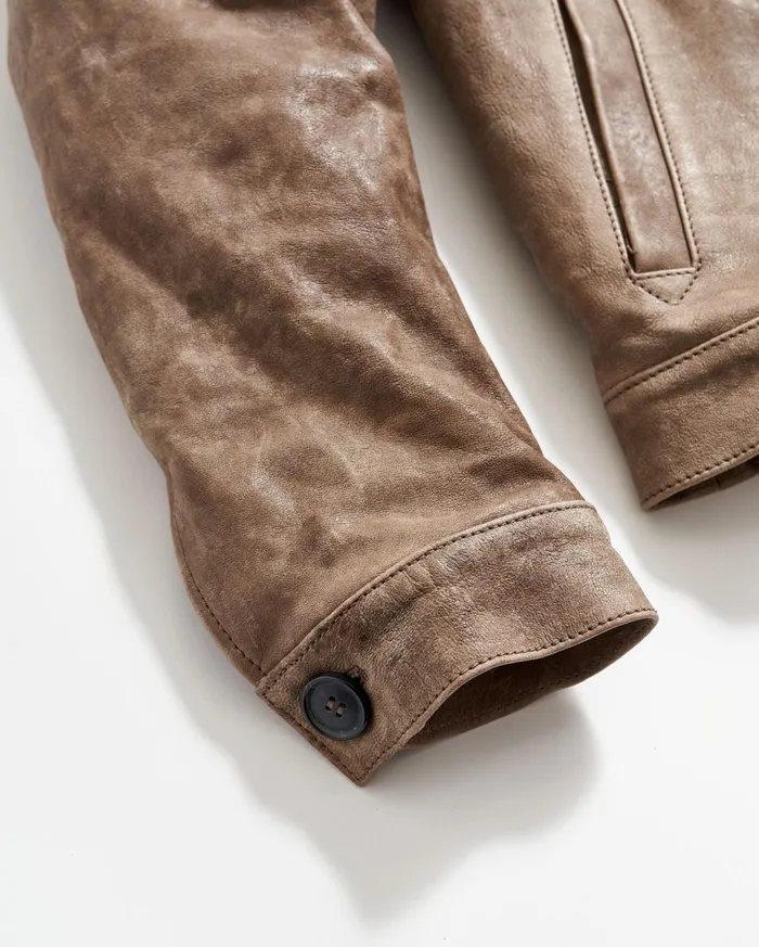 Men Bishop Leather Jacket Taupe Billy Reid Jackets and Outerwear