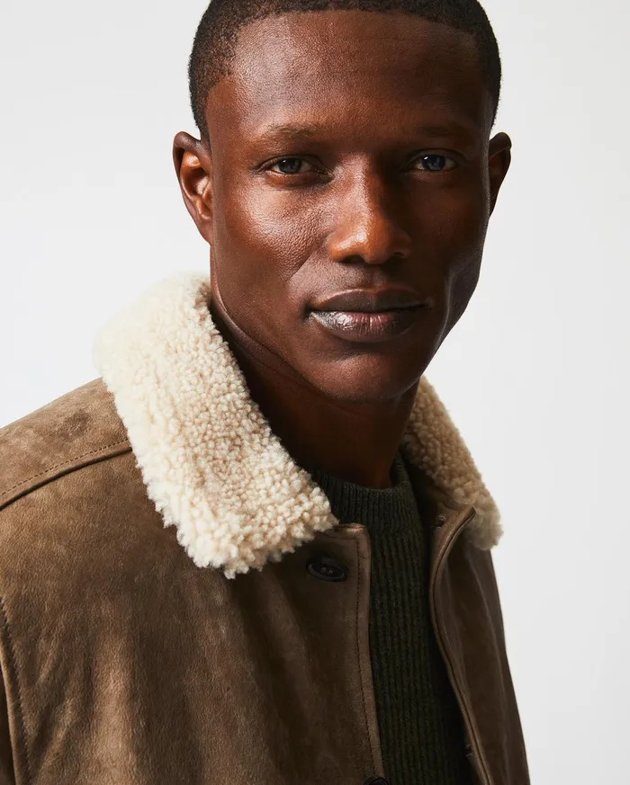 Men Bishop Leather Jacket Taupe Billy Reid Jackets and Outerwear