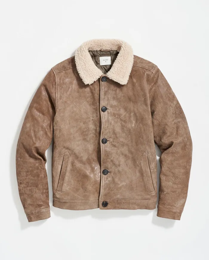 Men Bishop Leather Jacket Taupe Billy Reid Jackets and Outerwear