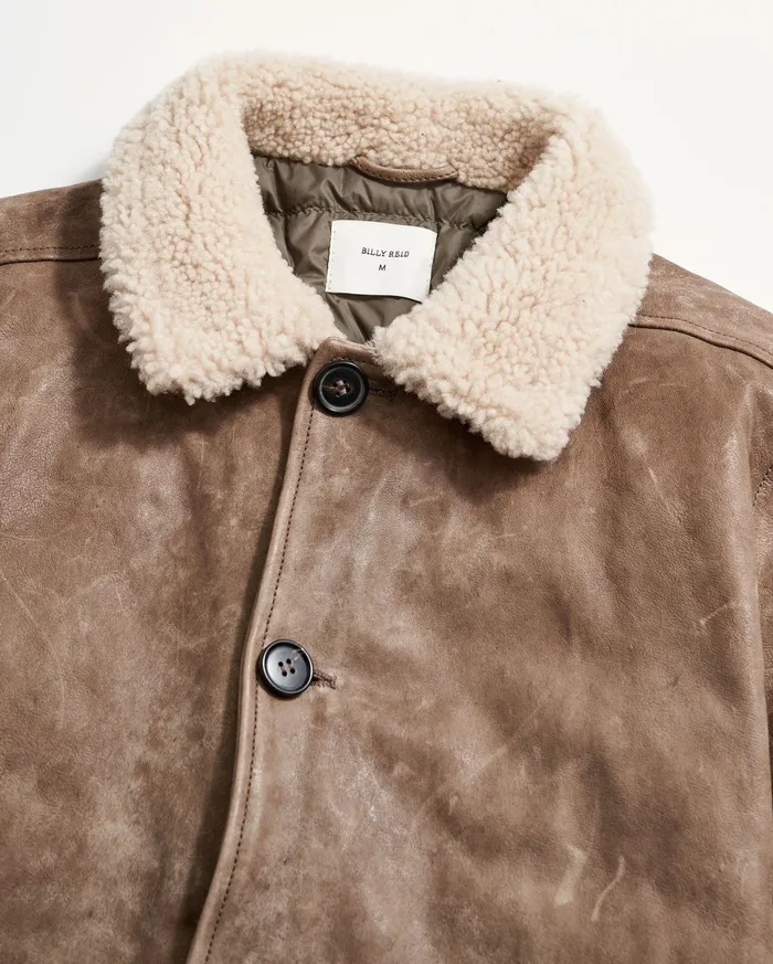 Men Bishop Leather Jacket Taupe Billy Reid Jackets and Outerwear