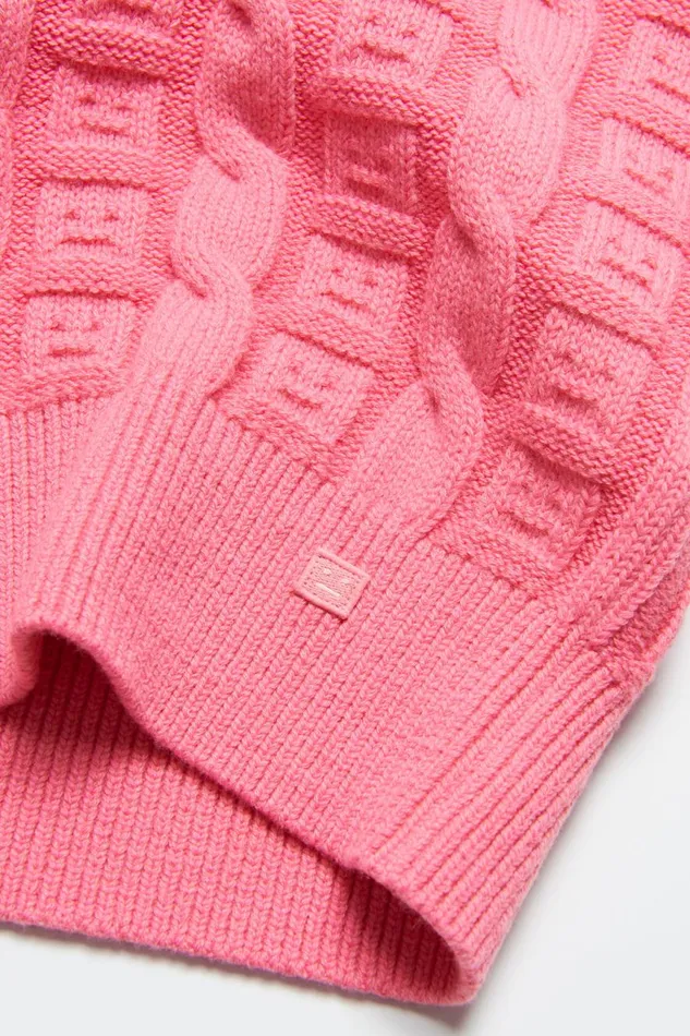Men Cable Wool Sleeveless Jumper Tango Pink Acne Studios Knitwear
